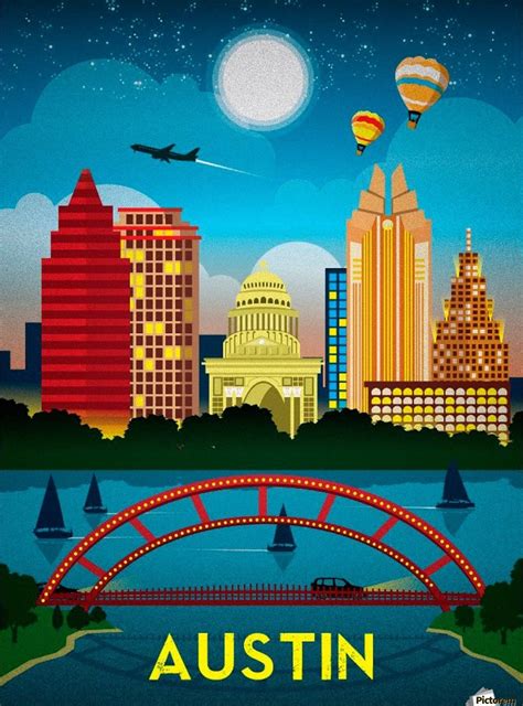 Austin Vintage Travel Poster Vintage Poster Print Travel Posters