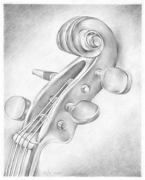 Violin By Vigh Attila Music Drawings Pencil Art Drawings Art Drawings