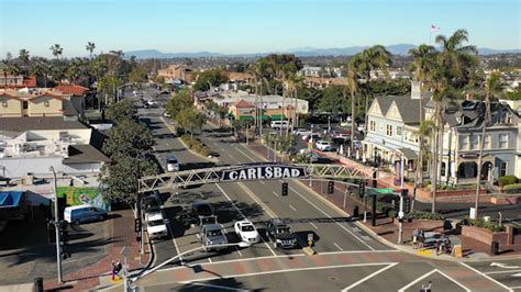 Downtown Carlsbad Sign Close Up Drone Video Spearhead Media