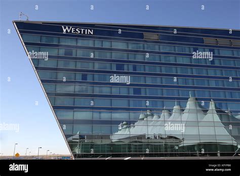 Denver International Airport Iconic Roof Reflected In The Westin Hotel