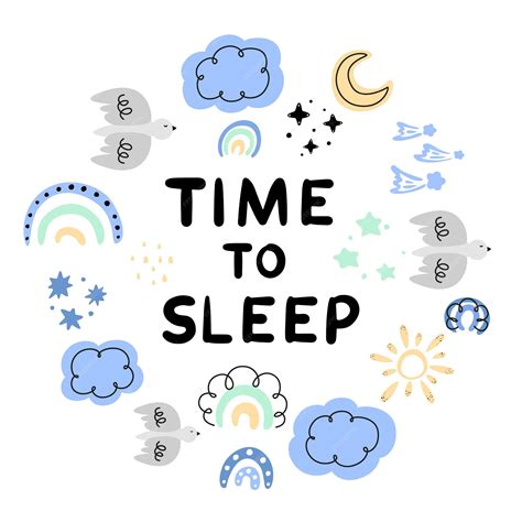 Premium Vector Time To Sleep Childrens Pattern With Rainbows Starry