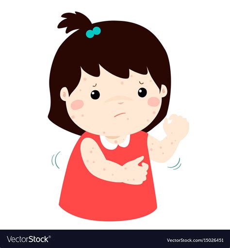 Girl Scratching Itching Rash On His Body Vector Image