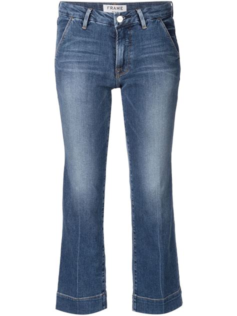 Lyst Frame Cropped Jeans In Blue