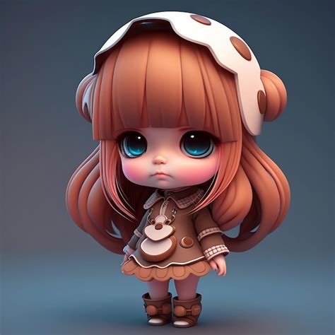 Premium Ai Image 3d Cute Anime Chibi Style Girl With Big Eyes