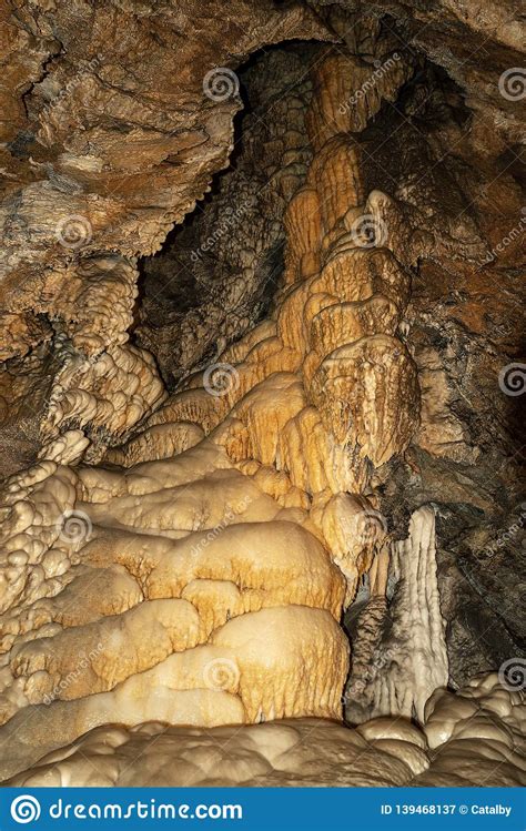 Cave With Stalactites And Stalagmites Tuscany Italy Stock Image