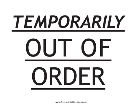 Free Printable Out Of Order Signs Free Printable Templates
