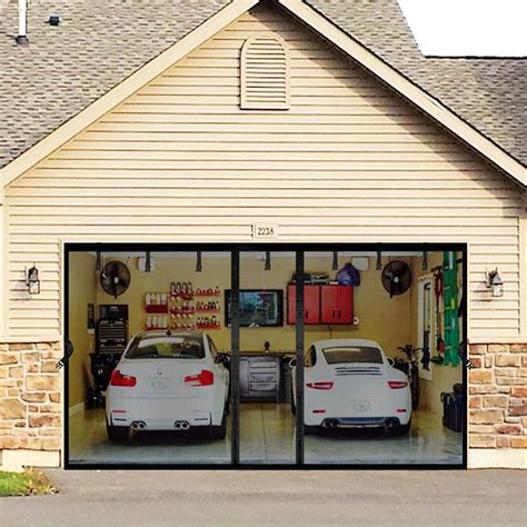 Buy Magnetic Garage Door Screen For 2 Car Garage 16x8ft Retractable