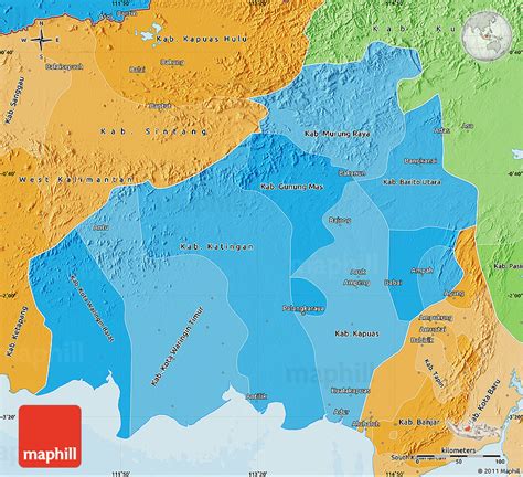 Political Shades Map Of Central Kalimantan