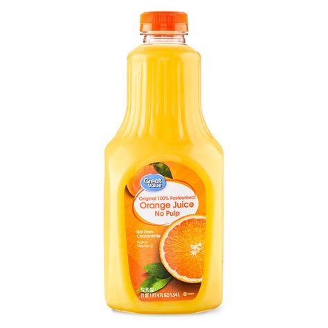 Great Value 100 Pasteurized Orange Juice With No Pulp 52 Fl Oz