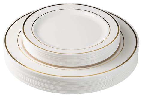 Exquisite 60 Pcs Ivory And Gold Plastic Disposable Dinnerware Set Combo