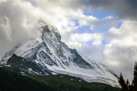 Matterhorn Mountain And Cloudy Sky Zermatt Switzerland The Swiss