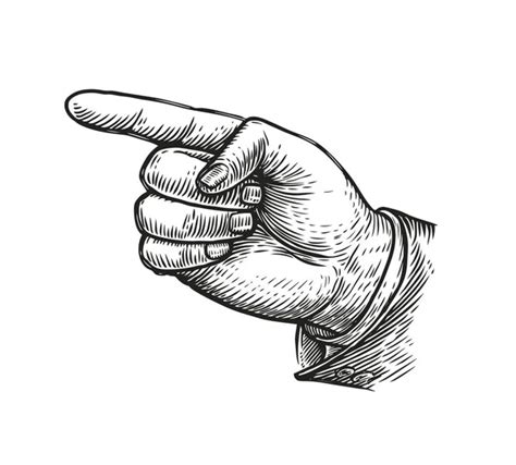 Vintage Apontando Mão Desenho Dedo Indicador Esboço Do Dedo Indicador