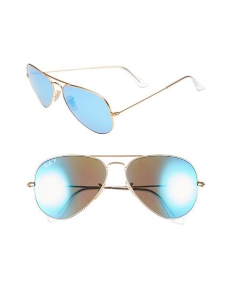 Ray Ban 58mm Aviator Polarized Sunglasses In Blue Gold Blue Mirror Lyst