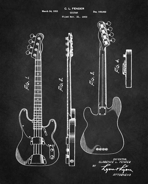 Fender Poster Patent Prints Set Of 3 Guitar Art Blueprint Etsy