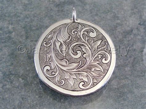 Jewelry Sterling Silver Hand Engraved Scrollwork Pendant Original