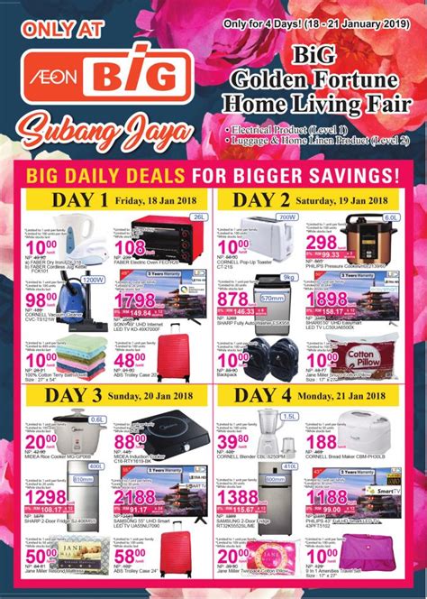 Enjoy up to 50% discounts and great rewards from dining and holiday to fitness. AEON BiG Subang Jaya BiG Golden Fortune Home Living Fair ...