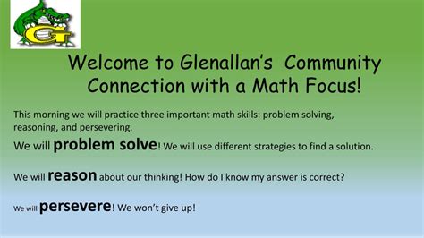 Welcome To Glenallans Community Connection With A Math Focus Ppt