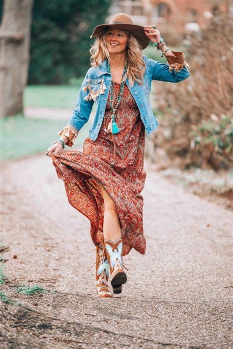 Some Fabulous Cowboy Boots And A Vintage Maxi Dress Dresses With