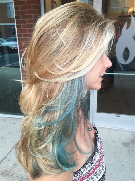 Ray Hairs Blue Highlights In Brown Hair Color Streaks Teal