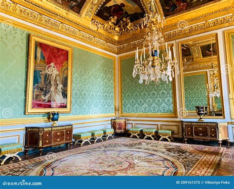 Interior De Habitación Verde En El Palacio De Versalles Imagen