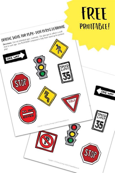 Printable Traffic Signs For Play Doh Towns Play And Learning Traffic