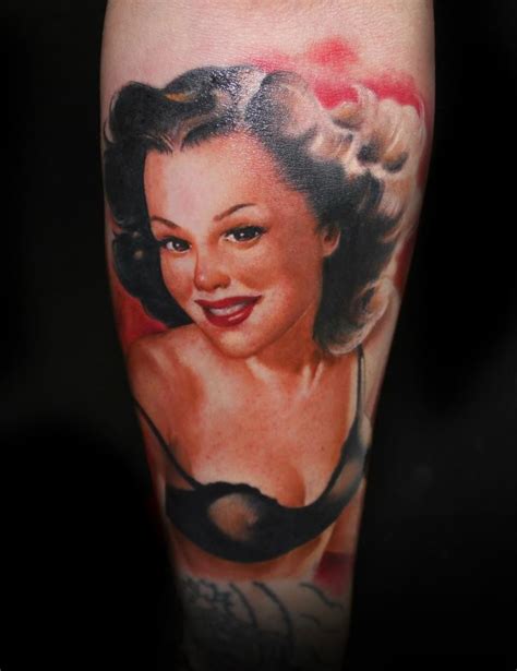 Smiling Pin Up Girl Tattoo By Riccardo Cassese Tattooimagesbiz