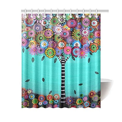 60width X 72height Mexican Style Flower Tree 100 Polyester Shower Curtain Bath Curtain