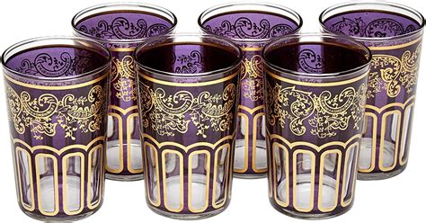 Moroccan Tea Glasses With A Beautiful Classical Moroccan Design Purple