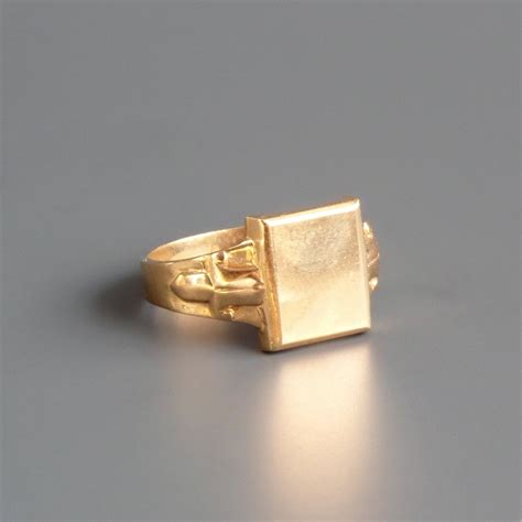 Art Deco Signet Ring Mens Minimal 10k Gold