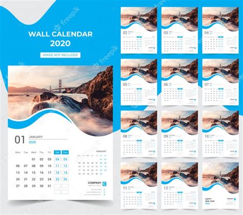 Premium Vector Wall Calendar 2020