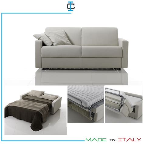Divano letto 3 posti disponibile con struttura in similpelle e seduta in tessuto, sfoderabile. Divano Letto con Rete L.140 art. SACAR3PL140