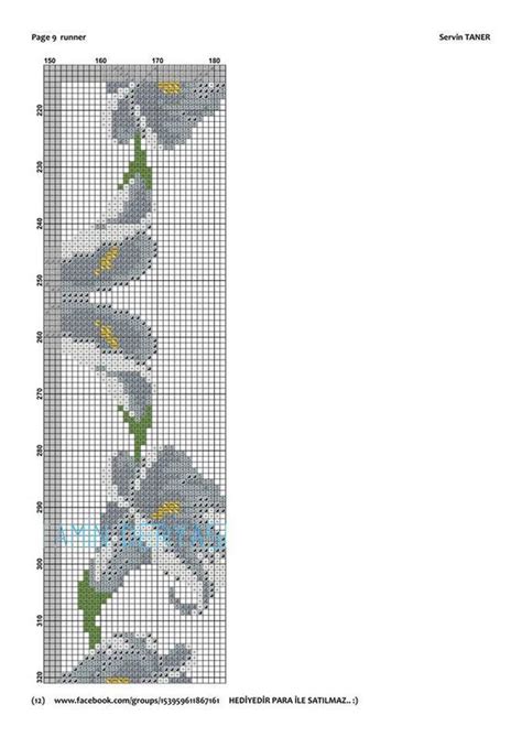 Grid Lines Cross Stitch Runner Jewellery Flowers Calla Lilies