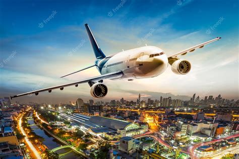 Premium Photo Airplane For Transportation Flying Over The City On