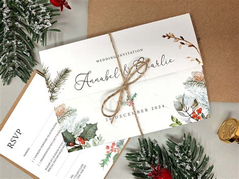 Winter Tri Fold Wedding Invite Wedding Stationery Tinyfox