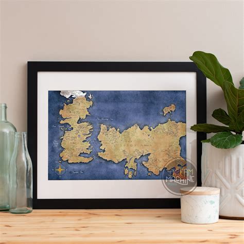 Game Of Thrones Map Of Westeros And Essos Game Of Thrones Etsy