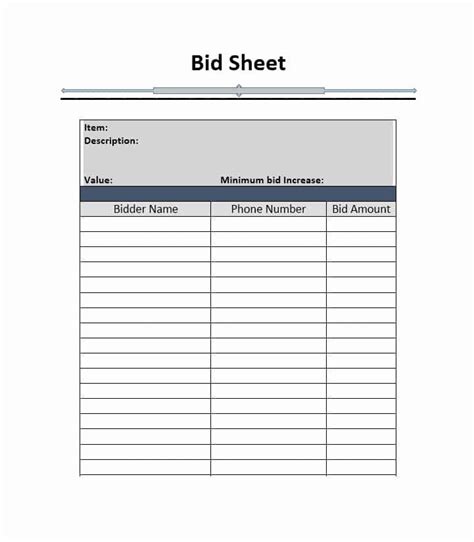 Bid Form Template Free Unique 40 Silent Auction Bid Sheet Templates