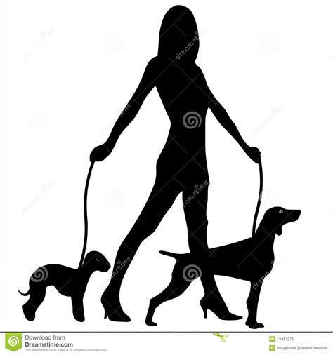Dog Walking Glamour Woman Silhouette Royalty Free Stock Image Image