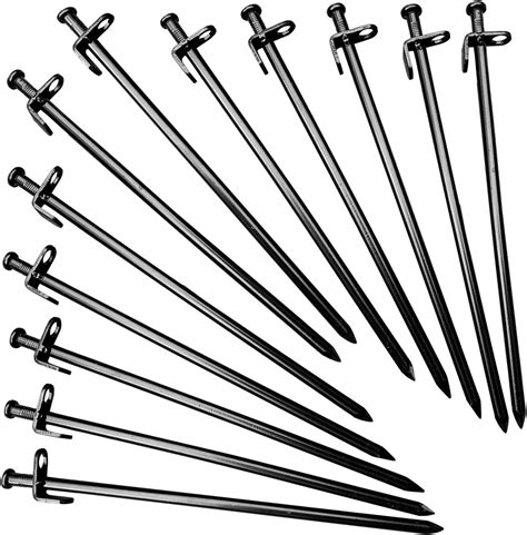 Heavy Duty Iron Tent Stakes Set Of 12 12 In Long Solid Steel Tent Stakes For