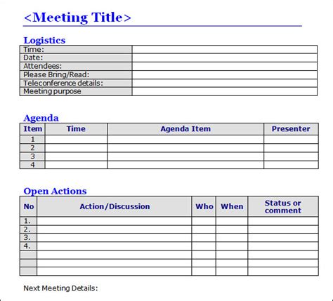 Meeting Minutes Template 10 Download Free Documents In Word Sample