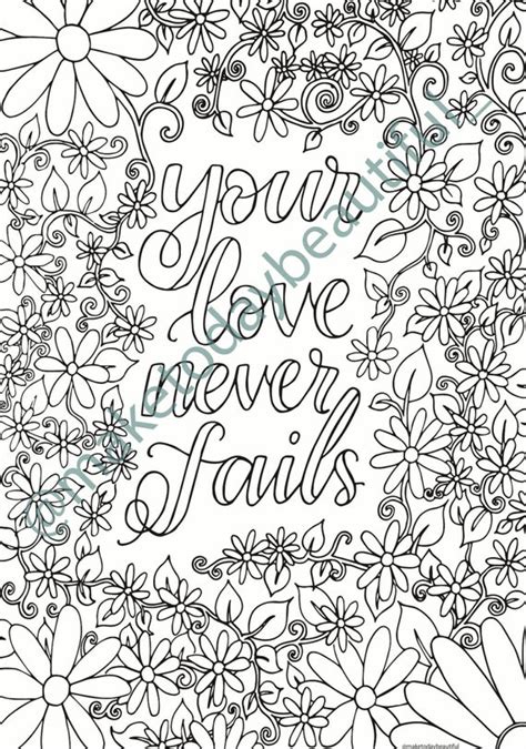Top quality coloring sheets for free. Colouring Page Your Love Never Fails Christian Colouring