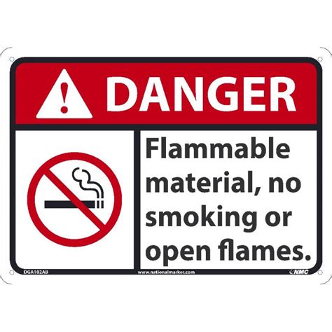 Nmc Dga Ab Danger Flammable Material No Smoking Or Open Flames Sign