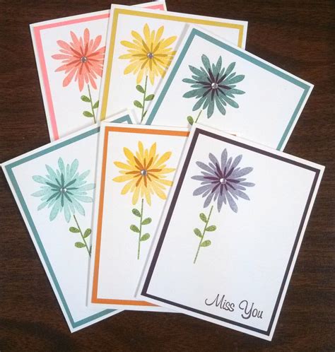 Diy thank you card flowers. A Pile of Miss You cards for OWH, very Clean & Simple ...