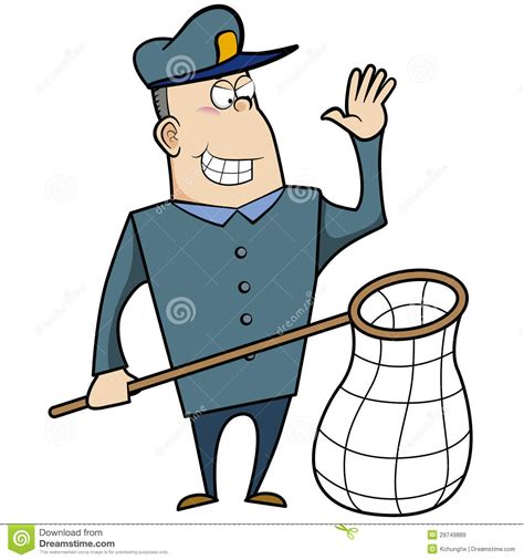 Cartoon Animal Control Officer With Net Stock Vector Illustration Of