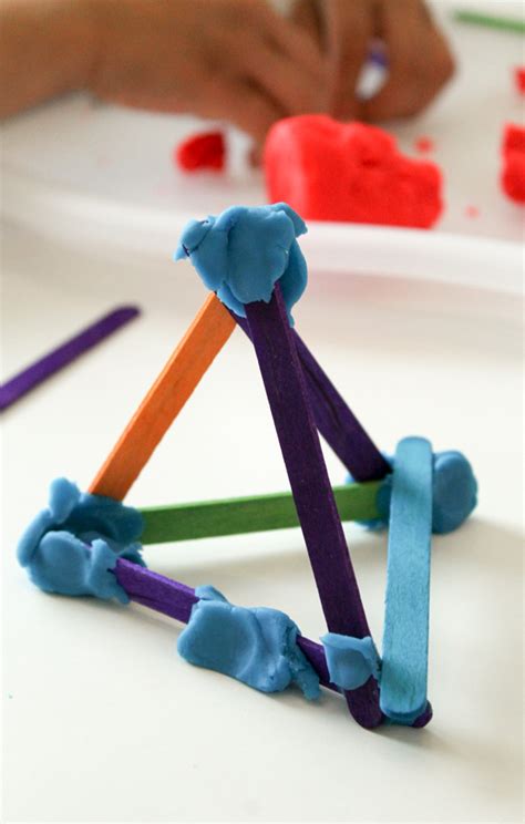 Building 2d And 3d Shapes With Craft Sticks In The Playroom