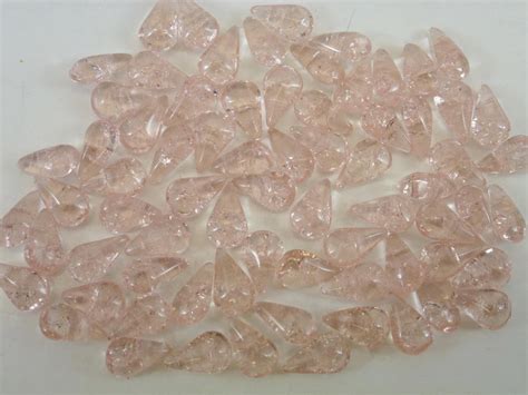 72 Pc Pink Pear 10x6mm Vintage Glass Rhinestones Teardrop Etsy