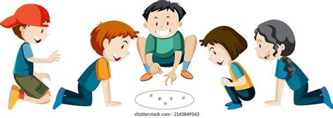 Children Playing Marbles On White Background Stock Vector Royalty Free