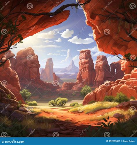 Crimson Canyons: Unveiling the Tales of Time Stock Illustration