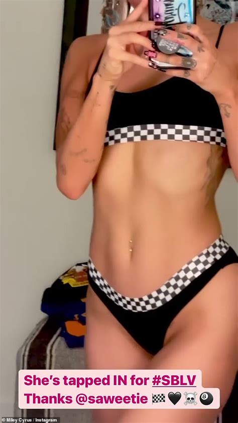 Check Out Miley Cyrus Killer Curves In Checkered Lingerie For Super