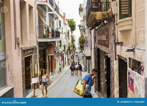 Medieval Street In Sitges Old Town Spain Editorial Stock Image Image