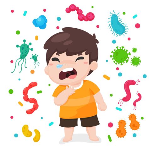 Cartoon Of Sick Boy Surrounded By Germs 699084 Vector Art At Vecteezy